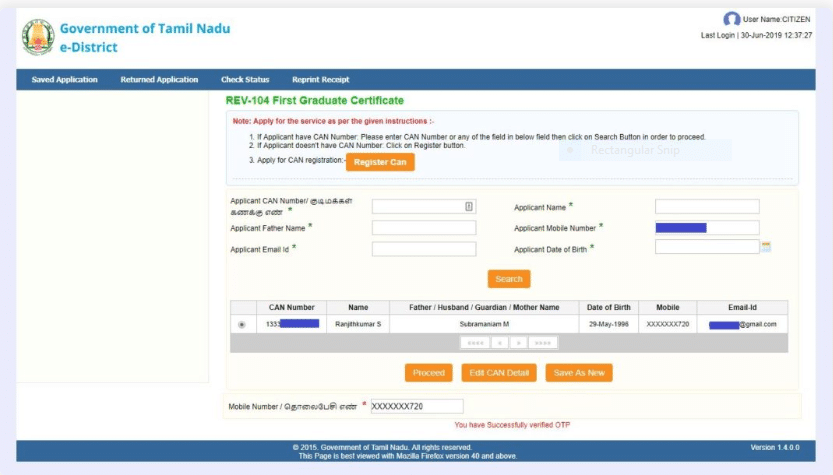 first graduate certificate application form